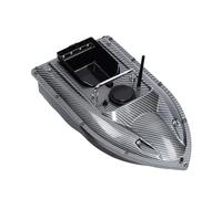 JDBDU Bateau d'appât télécommandé de 500 m avec veilleuse LED, bateau d'appât de pêche 1,5 kg en ABS et acier inoxydable, veilleuse de positionnement pour lacs et rivières, noir