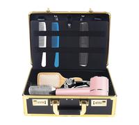 JDBDU Mallette de coiffeur avec boucle de mot de passe - Portable - Sac de voyage pour tondeuse à cheveux - Organisateur de voyage - Pour le maquillage - Doré