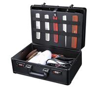 JDBDU Mallette de transport portable pour coiffeur, tondeuse à cheveux, organisateur avec boucle de mot de passe, mallette de rangement professionnelle pour salon de coiffure (noir)