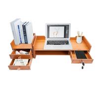 JDBDU Support de moniteur en bois avec serrure, pour ordinateur portable, bureau, organiseur de bureau avec tiroir