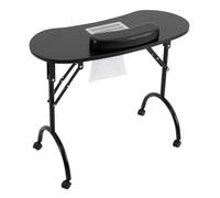 JDBDU Table de Manucure Portable avec Aspiration, Pliable et Mobile, Table à Ongles avec Roulettes, 12 kg, 90 x 40 x 72,5 cm, Noire