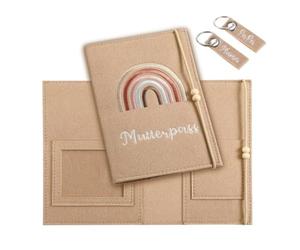 JDBlissful Housse de Protection pour Passeport Maternel, Pochette de Protection du Carnet de Maternité en Feutre avec Compartiments, Cartes D'assurance Mamans Pochette pour Carnet de Vaccination