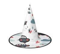 JDbncxe 1 chapeau d'Halloween - Le phénomène de dessin animé imprimé sorcières décoration fête, accessoire de cosplay, bandeau de carnaval, casquette de magicien magique