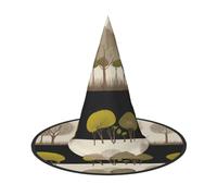 JDbncxe 1 chapeau d'Halloween - vert bosquet imprimé sorcières décoration fête, accessoire de cosplay, bandeau de carnaval, casquette de magicien magique