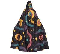 JDbncxe Cape à capuche d'Halloween - Cape imprimée de symboles artistiques colorés pour adultes, pour fêtes, carnavals, expositions de bandes dessinées et plus encore
