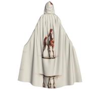 JDbncxe Cape d'Halloween à capuche - Cape unisexe pour adulte avec imprimé cheval debout pour fêtes, carnavals, expositions de bande dessinée et plus encore