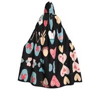 JDbncxe Cape d'Halloween à capuche - Cape unisexe pour adulte en forme de cœur avec imprimé pour fêtes, carnavals, expositions de bande dessinée et plus encore