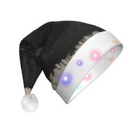 JDbncxe Chapeau de Noël à LED avec imprimé chat noir pour adultes - Chapeau de Père Noël festif, couvre-chef doux pour fête de Noël - Casquette chaude unisexe