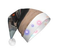 JDbncxe Chapeau de Noël à LED imprimé Cars in the Desert pour adultes - Chapeau de Père Noël festif, couvre-chef doux pour fête de Noël - Casquette chaude unisexe