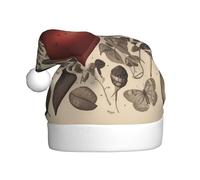 JDbncxe Chapeau de Noël avec imprimé papillons autour du cœur pour adultes - Chapeau de Père Noël unisexe, cadeaux de Noël, Nouvel An, couvre-chef festif