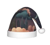 JDbncxe Chapeau de Noël festif rose avec imprimé ciel étoilé pour enfants - Chapeau de Père Noël en peluche douce, couvre-chef parfait pour Noël