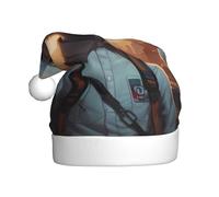 JDbncxe Chapeau de Noël imprimé chat pour adultes - Chapeau de Père Noël unisexe, cadeaux de Noël, Nouvel An, couvre-chef festif