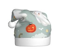 JDbncxe Chapeau de Noël imprimé fantôme heureux pour adultes - Chapeau de Père Noël unisexe, cadeaux de Noël, Nouvel An, couvre-chef festif