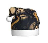JDbncxe Chapeau de Noël imprimé King Kong pour adultes - Chapeau de Père Noël unisexe, cadeaux de Noël, Nouvel An, couvre-chef festif