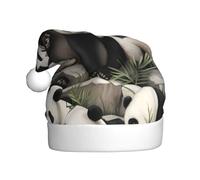 JDbncxe Chapeau de Noël imprimé panda géant regardant le plaisir pour adultes - Chapeau de Père Noël unisexe, cadeaux de Noël, Nouvel An, couvre-chef festif