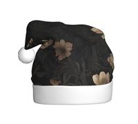 JDbncxe Chapeau de Noël noir et blanc avec imprimé floral incolore pour adultes - Chapeau de Père Noël unisexe, cadeaux de Noël, Nouvel An, couvre-chef festif