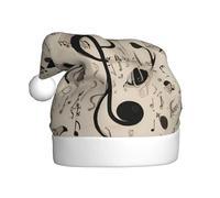 JDbncxe Chapeau de Noël noir et blanc imprimé notes de musique pour adultes - Chapeau de Père Noël unisexe, cadeaux de Noël, Nouvel An, couvre-chef festif