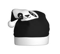 JDbncxe Chapeau de Noël noir et blanc imprimé tête d'ours pour adultes - Chapeau de Père Noël unisexe, cadeaux de Noël, Nouvel An, couvre-chef festif