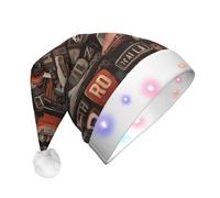 JDbncxe Dark Wind Motor City Print Chapeau de Noël à LED pour adultes - Chapeau de Père Noël festif, couvre-chef doux pour fête de Noël - Casquette chaude unisexe