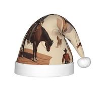 JDbncxe Festive People of the Desert Print Christmas Hat for Kids - Bonnet de Père Noël en peluche douce, couvre-chef parfait pour Noël