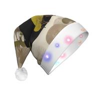 JDbncxe Green Grove - Chapeau de Noël à LED pour adultes - Chapeau de Père Noël festif, couvre-chef doux pour fête de Noël - Casquette chaude unisexe