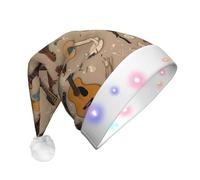 JDbncxe Guitar World Bonnet de Noël à LED pour adultes - Chapeau de Père Noël festif, couvre-chef doux pour fête de Noël - Casquette chaude unisexe