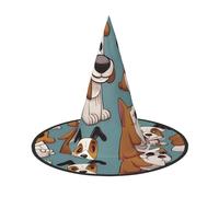 JDbncxe Lot de 2 chapeaux d'Halloween - Collection de chiens à vent abstrait imprimé sorcières décoration fête, accessoire de cosplay, bandeau de carnaval, casquette de magicien magique
