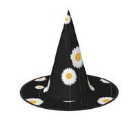 JDbncxe Lot de 2 chapeaux d'Halloween - Imprimé tournesol blanc - Décoration de fête - Accessoire de cosplay - Bandeau de carnaval - Casquette de magicien magique