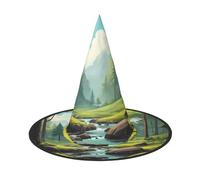 JDbncxe Lot de 3 chapeaux d'Halloween - Motif paysage et jungle - Décoration de fête - Accessoire de cosplay - Bandeau de carnaval - Casquette de magicien magique