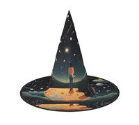 JDbncxe Lot de 3 chapeaux d'Halloween - Prier sous le ciel étoilé imprimé sorcières décoration fête, accessoire de cosplay, bandeau de carnaval, casquette de magicien magique
