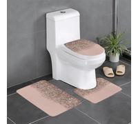 JDbncxe Lot de 3 tapis de salle de bain en forme de U pour salle de bain - Motif rose pâle et or rose