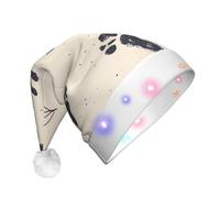 JDbncxe The beauty of small footprints LED Christmas Hat for Adults - Festive Santa Hat - Couvre-chef doux pour fête de Noël - Casquette chaude unisexe