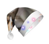 JDbncxe The dog is growling Print LED Christmas Hat for Adults - Festive Santa Hat - Couvre-chef doux pour fête de Noël - Casquette chaude unisexe