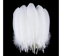 JDCMEI 100 pièces Plumes Blanches, Naturelles Plumes Décoration Plumes d'oie Naturelindiennes Plume Blanc pour Bricolage Capteurs de Rêves Chapeaux Costume Fête à la Maison Décorations Mariage