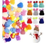 JDCMEI 30 Pièces Mini Bonnets Tricotés Mini Bonnet Tricoté de Noël Mini Chapeaux Tricotés Minuscules Chapeaux De Kitting pour Ornements d'arbre de Noël DIY Artisanat Art Bouteille de Vin Décoration
