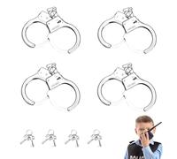JDCMEI 4 pièce menottes en métal avec clé, Menottes de police pour enfants en métal, Menottes Professionnelles pour accessoires de police cosplay, accessoires de costume, fête d'Halloween