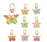 JDCMEI 8 Pièces Joli porte-clés papillon Gradient Porte-clés papillon acrylique papillon Y2K sac breloques papillons mignons sacs pendentif sacs accessoires pour femmes