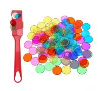 JDCMEI Jeu de Bingo Magnétique Kit, 1 Bâton Magnétique + 100 Jetons Loto, Baton Magnétique Loto Bingo Chips, Jetons Magnétiques avec Stick pour Jeux Familiaux et Interactions Parent-Enfant