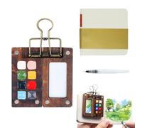 JDCMEI Kit de Palette Peinture à l'aquarelle Miniature à 8 Grilles Mini Palettes de Peinture Aquarelle Portable avec Mini Cahiers de Croquis Pinceaux Aquarelle et Clip pour Peintres Artistes Étudiants