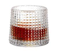 JDEFARF Verres à Vin à Rouler de 170 ML, Verres à Vin Nervurés sans Pied, Verres Cannelés, Verres à Vin Courts Cannelés Créatifs, Mini Verre à Vin Rotatif pour Mariage, Noël, Anniversaire,(Grille)