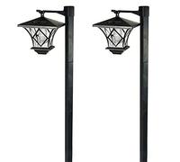 Jdeijfev 2X 1.5M LED Lampadaire de Jardin Traditionnel à éNergie Solaire Lampadaire Lanterne DéCor de LumièRe