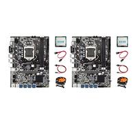 Jdeijfev 2X Carte Mère B75 ETH Exploitation Minière + Processeur G540 + Ventilateur + Câble + Câble de Commutation Adaptateur USB LGA1155 8XPCIE Carte Mère MSATA DDR3 B75