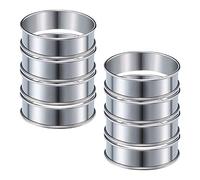 Jdeijfev 8 Pcs 4.1 inch Muffin Tart Rings Double Tart Ring Stainless Steel Round Ring Mold for Home Cooking Baking Tools
