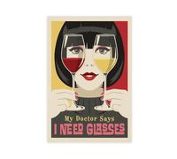 Jdekaec Impression sur toile vintage My Doctor Says I Need Glasses - Décoration murale pour salon, chambre à coucher - Style sans cadre - 30 x 45 cm