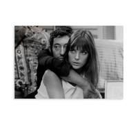 Jdekaec Jane Birkin et Serge Gainsbourg 2 - Impression sur toile - Décoration de chambre à coucher - Paysage sportif - Décoration de bureau - Cadeau sans cadre - 40 x 60 cm