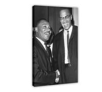 Jdekaec Poster sur toile Martin Luther King et Malcolm X - Décoration murale pour salon, chambre à coucher, avec cadre - 30 x 45 cm