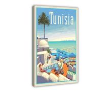 Jdekaec Poster sur toile vintage Tunisie - Décoration de chambre à coucher - Paysage sportif - Décoration de chambre à coucher, bureau, chambre - Cadeau, 30 x 45 cm