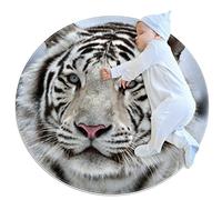 JDEZ Tapis Tigre Blanc Tapis Rond pour Chambre à Coucher Salon Salle de Jeux buanderie 100x100cm