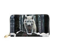 JDFHGNU A Lone Wolf Pattern Portefeuille pour femme, portefeuille long avec porte-cartes de crédit, porte-monnaie de voyage, noir, taille unique, Noir , Taille unique