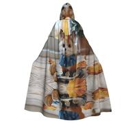JDFHGNU Cape à capuche unisexe pour adulte, cape de sorcière, Halloween, fête de Noël, motif chat dans une écharpe